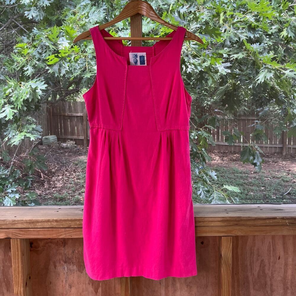Anthropologie Edme & Esyllte Bright Pink Linen Blend Mini Dress Size 6